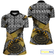 Load image into Gallery viewer, Custom Funny Gold Bee Silver Triangle Darts Quarter-Zip Shirt For Women Funny Dart League Jerseys NYN2176