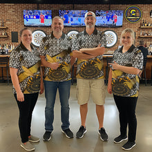 Load image into Gallery viewer, Custom Funny Gold Bee Silver Triangle Darts Quarter-Zip Shirt For Women Funny Dart League Jerseys NYN2176