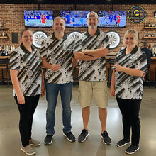 Load image into Gallery viewer, Custom Black Grey Grunge Streaks Skull Men Darts Polo Team Shirt Skull Dart League Jerseys NYN2180
