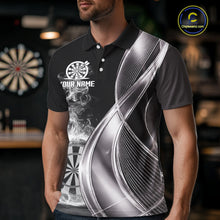 Load image into Gallery viewer, Black And Silver Darts 1/4-Zip Shirts For Men Custom White Smoke Dartboard Dart Team Jerseys NYN2446