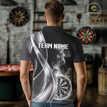Load image into Gallery viewer, Black And Silver Darts 1/4-Zip Shirts For Men Custom White Smoke Dartboard Dart Team Jerseys NYN2446