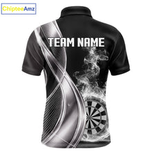 Load image into Gallery viewer, Black And Silver Darts 1/4-Zip Shirts For Men Custom White Smoke Dartboard Dart Team Jerseys NYN2446