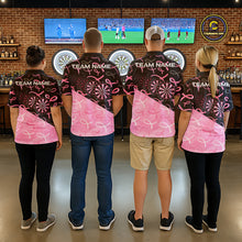 Load image into Gallery viewer, Pink Black Ribbon Blur Dartboard Custom Breast Cancer Awareness Dart 1/4-Zip Team Shirt For Men NYN2450