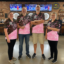 Load image into Gallery viewer, Pink Black Ribbon Blur Dartboard Custom Breast Cancer Awareness Dart 1/4-Zip Team Shirt For Men NYN2450