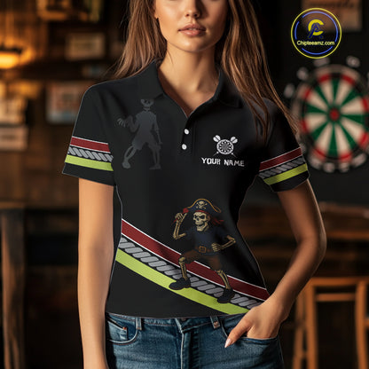 Women's Custom Dart Shirt With Skeleton Holding Dart Arrow And Colorful Dartboard NYN0252