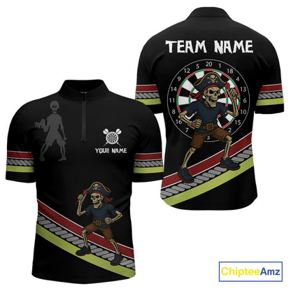 Men's Custom Dart Shirt With Skeleton Holding Dart Arrow And Colorful Dartboard NYN0252