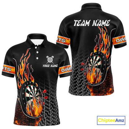Men's Custom Darts Shirt With Flame Dartboards And Red Dart Arrows NYN0253