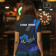 Load image into Gallery viewer, Blue Dart Arrows Grunge Dartboard Women's Darts Shirt - Custom Name For Players NYN0513