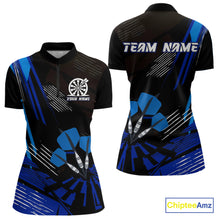 Load image into Gallery viewer, Blue Dart Arrows Grunge Dartboard Women's Darts Shirt - Custom Name For Players NYN0513