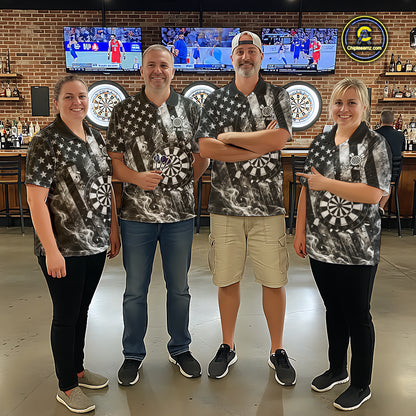 Smoke American Flag Dart Shirt For Men Personalized Cracked Dartboard Dart Team Outfits Jerseys NYN4060
