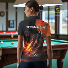 Load image into Gallery viewer, Orange Grunge Dragon Flame 8 Ball Pool Billiard Shirt For Women Custom Billiards Team Attire NYN3046