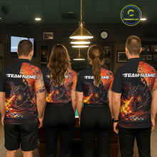 Load image into Gallery viewer, Orange Grunge Dragon Flame 8 Ball Pool Billiard Shirt For Women Custom Billiards Team Attire NYN3046