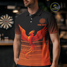 Load image into Gallery viewer, Men's Custom Darts Shirt With Amber Phoenix And Flame Dartboard, Darts Jersey NYN0261