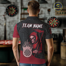 Load image into Gallery viewer, Custom Red Grim Reaper Flame Dartboard Dart Polo Jerseys For Men Dart Shirt Gifts NYN1646