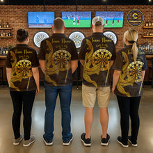 Load image into Gallery viewer, Personalized Gold Tribal Shark Custom Darts Quarter-Zip Shirts For Men Tribal Dart League Jerseys NYN2183