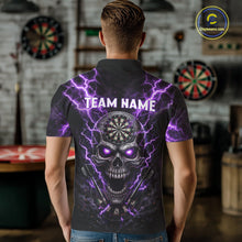 Load image into Gallery viewer, Thunder Lightning Purple Cracked Skull Dartboard Dart Polo Shirts For Men Custom Dart Team Shirts NYN2676