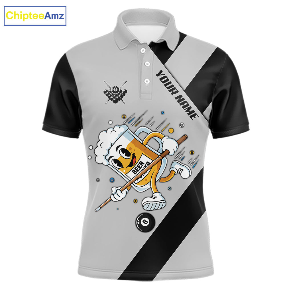 Black Grey Funny Beer Runner 8 Ball Men Billiards Shirt Personalized Pool Balls Billiard Team Names NYN2680