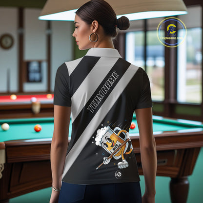 Black Grey Funny Beer Runner 8 Ball Women Billiards Shirt Personalized Pool Balls Billiard Team Names NYN2680
