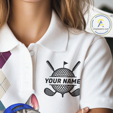 Load image into Gallery viewer, Womens Colorful Argyle Golf Shirts Custom Cat Golfer Clothing Golf Polo Jersey, Best Golf Gifts NYN3052