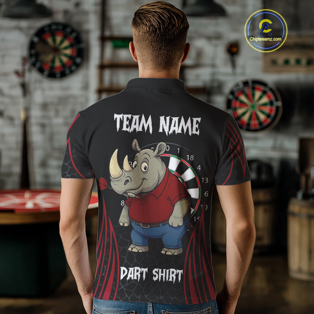 Men's Custom Funny Darts Shirt Chunky Rhino & Colorful Dartboard For Darts Team NYN0273