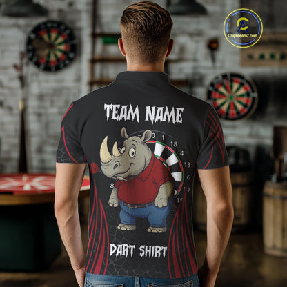 Men's Custom Funny Darts Shirt Chunky Rhino & Colorful Dartboard For Darts Team NYN0273