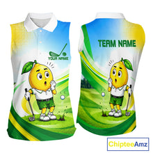 Load image into Gallery viewer, Women's funny lemon golf sleeveless polo shirt mockup personalized matching couples golf shirt