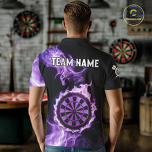 Load image into Gallery viewer, Custom Black And Purple Flames Dartboard Dart Men Polo Jerseys Outfits Dart Team Shirt NYN1661