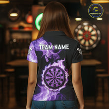 Load image into Gallery viewer, Custom Black And Purple Flames Dartboard Dart Women Polo Jerseys Outfits Dart Team Shirt NYN1661