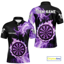 Load image into Gallery viewer, Custom Black And Purple Flames Dartboard Dart Men Polo Jerseys Outfits Dart Team Shirt NYN1661