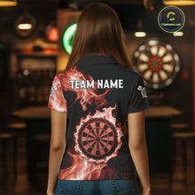Load image into Gallery viewer, Custom Black And Orange Flames Dartboard Dart Women Polo Jerseys Outfits Dart Team Shirt NYN1662