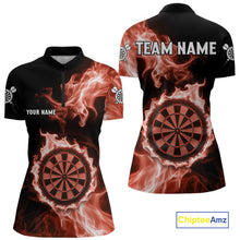 Load image into Gallery viewer, Custom Black And Blue Flames Dartboard Dart Women Quarter-Zip Jerseys Outfits Dart Team Shirt NYN1663
