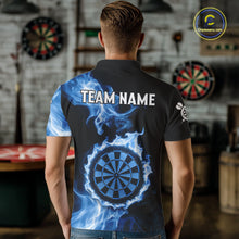 Load image into Gallery viewer, Custom Black And Blue Flames Dartboard Dart Men Polo Jerseys Outfits Dart Team Shirt NYN1663