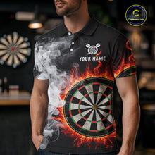 Load image into Gallery viewer, Custom White Smokes Red Flames Dartboard Dart Men Polo Jerseys Dart Team Shirt NYN1667