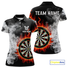 Load image into Gallery viewer, Custom White Smokes Red Flames Dartboard Dart Women Polo Jerseys Dart Team Shirt NYN1667