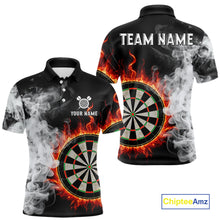 Load image into Gallery viewer, Custom White Smokes Red Flames Dartboard Dart Men Polo Jerseys Dart Team Shirt NYN1667
