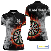 Load image into Gallery viewer, Custom White Smokes Red Flames Dartboard Dart Women Quarter-Zip Jerseys Dart Team Shirt NYN1667