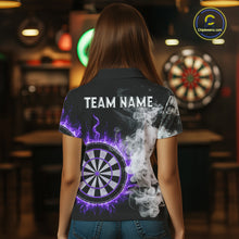 Load image into Gallery viewer, Custom White Smokes Purple Flames Dartboard Dart Women Polo Jerseys Dart Team Shirt NYN1669
