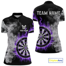 Load image into Gallery viewer, Custom White Smokes Purple Flames Dartboard Dart Women Quarter-Zip Jerseys Dart Team Shirt NYN1669