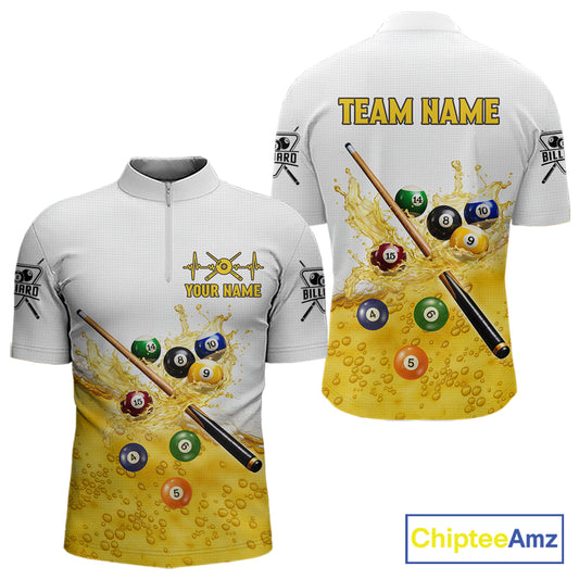 Funny Beer Play Pool Balls Billiard Team Shirt For Men Custom Billiard Polo & 1/4 Zip Attire NYN2474