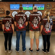 Load image into Gallery viewer, Black &amp; Red Splatter Grim Reaper Hold Dartboard Dart 1/4-Zip Shirt For Men Custom Dart Team Shirts NYN2681
