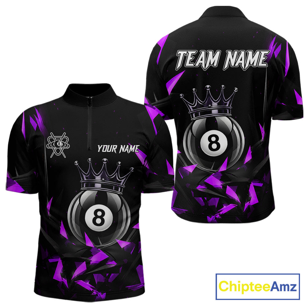Black And Purple Geometric Crown 8 Ball Billiard Pool Shirt For Men Custom Billiard Team Jersey NYN3217