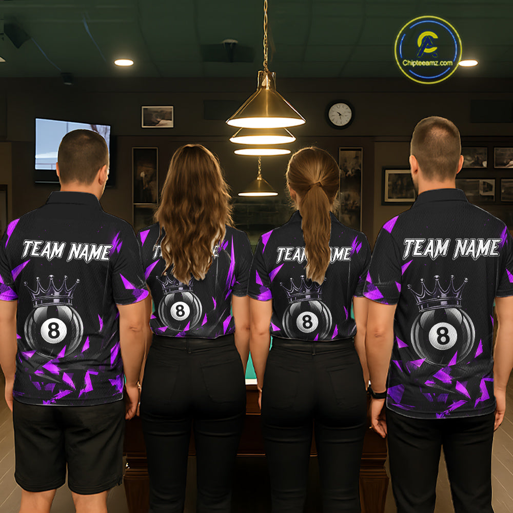 Black And Purple Geometric Crown 8 Ball Billiard Pool Shirt For Men Custom Billiard Team Jersey NYN3217