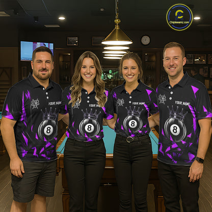 Black And Purple Geometric Crown 8 Ball Billiard Pool Shirt For Men Custom Billiard Team Jersey NYN3217