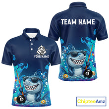Load image into Gallery viewer, Personalized Funny Shark Blue Waving Billiard 8 Ball Shirt For Men Billiard Pool Team Jersey NYN3221