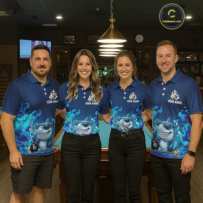 Personalized Funny Shark Blue Waving Billiard 8 Ball Shirt For Men Billiard Pool Team Jersey NYN3221