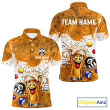 Load image into Gallery viewer, Funny Beer 8 Ball Mens Billiard Shirt Custom White Yellow Splatter Paint Billiard Pool Team Clothing NYN3223