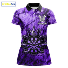 Load image into Gallery viewer, Purple Crown Dartboard Claws Skull women's dart polo shirt custom dart team jersey, personalized dart uniform, tournament dart apparel