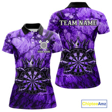 Load image into Gallery viewer, Purple Crown Dartboard Claws Skull women's dart polo shirt custom dart team jersey, personalized dart uniform, tournament dart apparel
