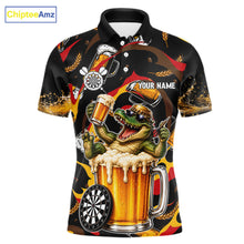 Load image into Gallery viewer, Alligator Beer men's dart polo shirt custom dart team uniform, professional dart jersey, personalized league shirt