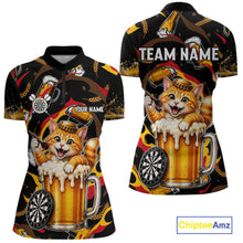 Load image into Gallery viewer, Cool Cat Beer women's quarter zip dart shirt personalized dart league jersey
